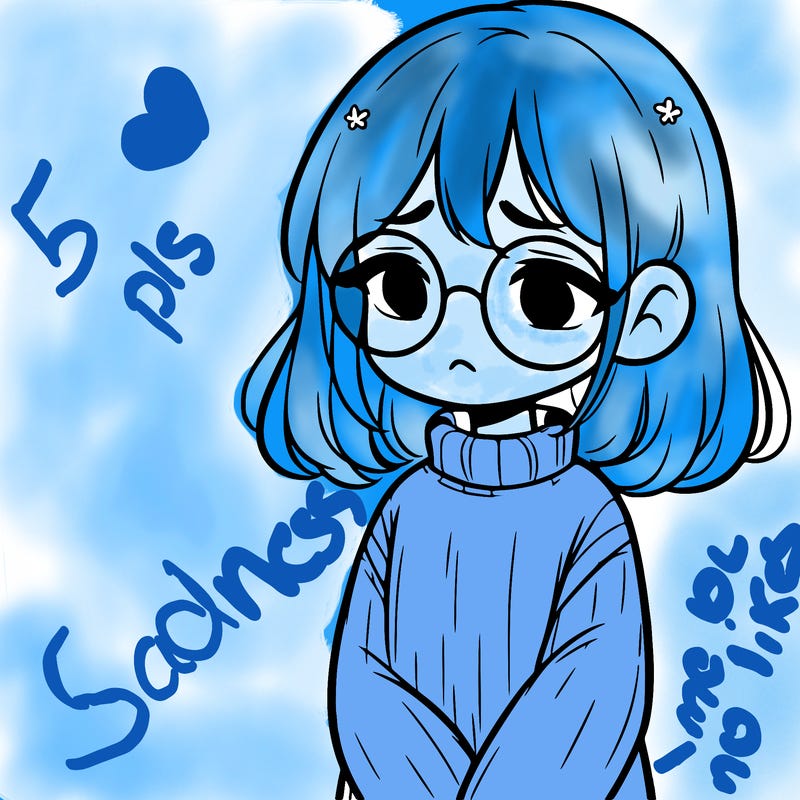 sad girl with glasses in a sweater