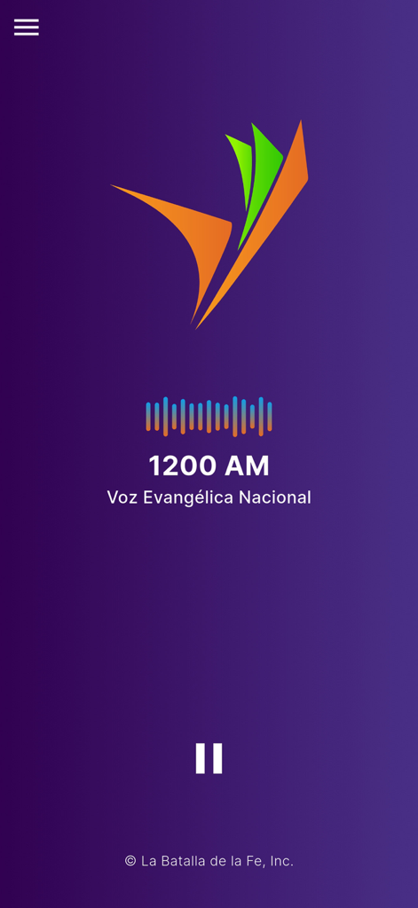 Radio VEN 1200 AM - Pantalla del reproductor de la aplicación Radio VEN 1200 AM con el logo y visualizador de audio