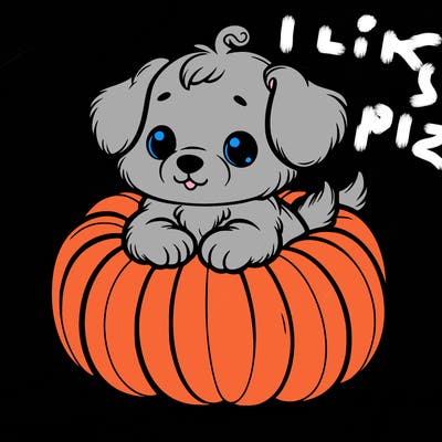 cute little puppy in a pumpkin