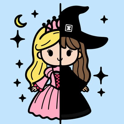 split princess and witch