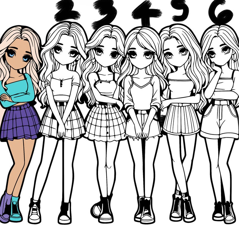 a group of girls realistic