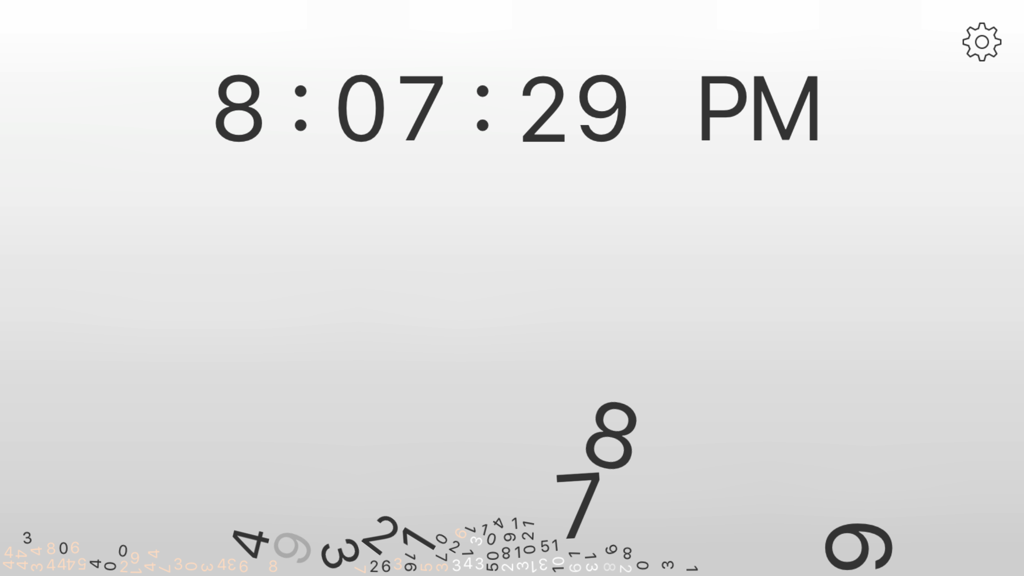 Digital clock interface with numbers falling and accumulating at the bottom