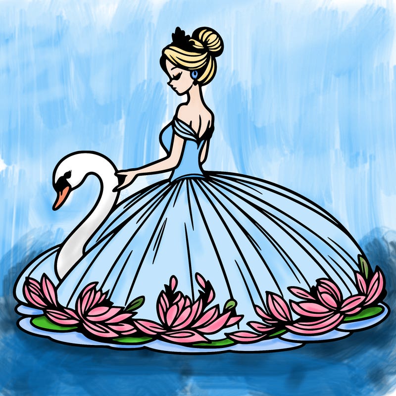 woman in gown with swan