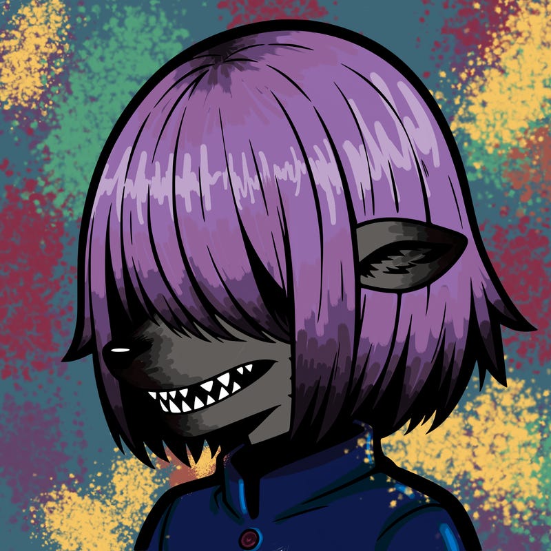 sharp teeth deer man with bob haircut