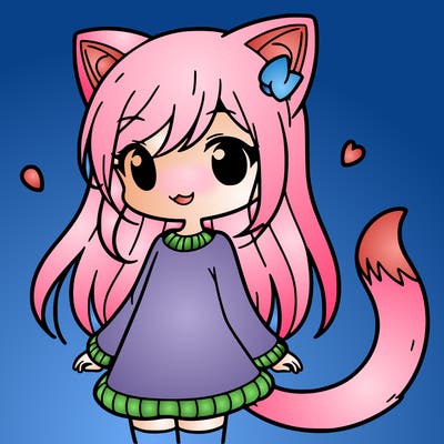 girl with cat ears and tail