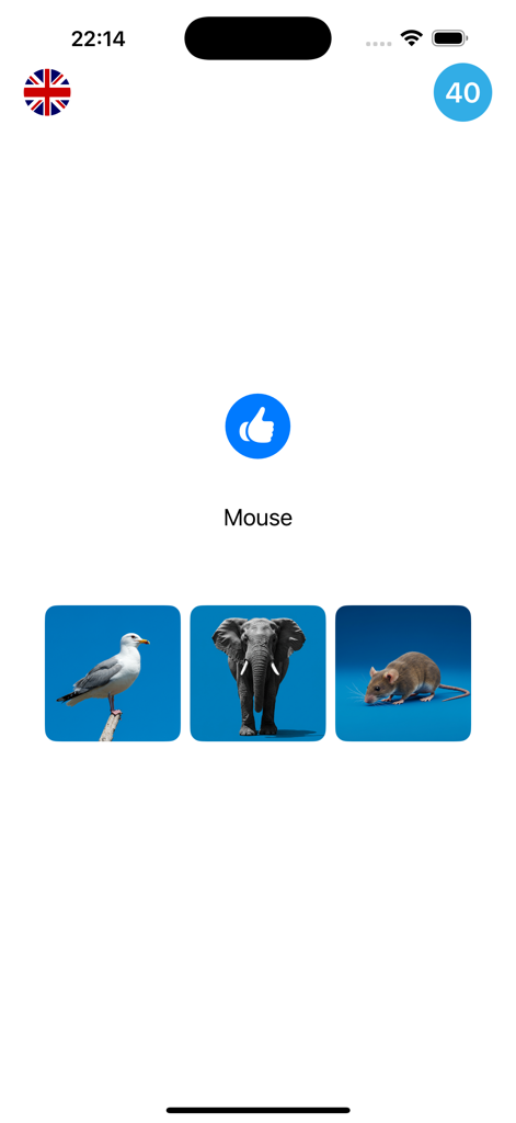 Animal Voice Challenge - Pantalla del juego Animal Voice Challenge mostrando un cuestionario para identificar un ratón entre otros animales