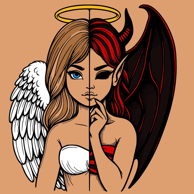 realistic angel half demon