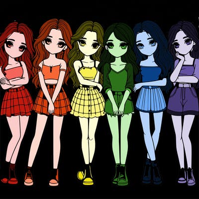 a group of girls realistic