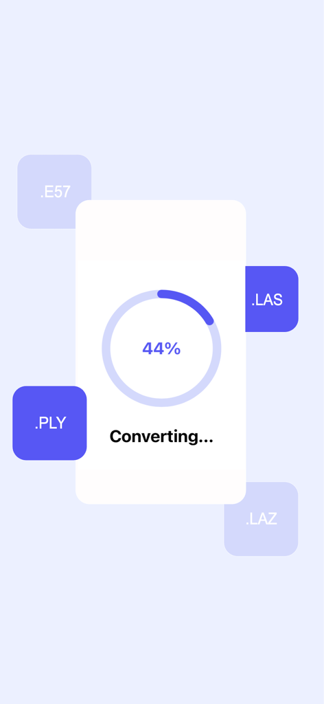 LiDARConvert 3D Data Converter - LiDARConvert app screen showing the progress of a 3D file conversion