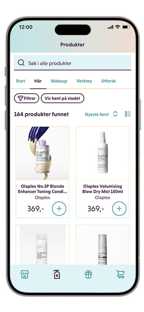 Fixit Timebestilling - Smartphone screen displaying the Fixit app product page with professional hair care products