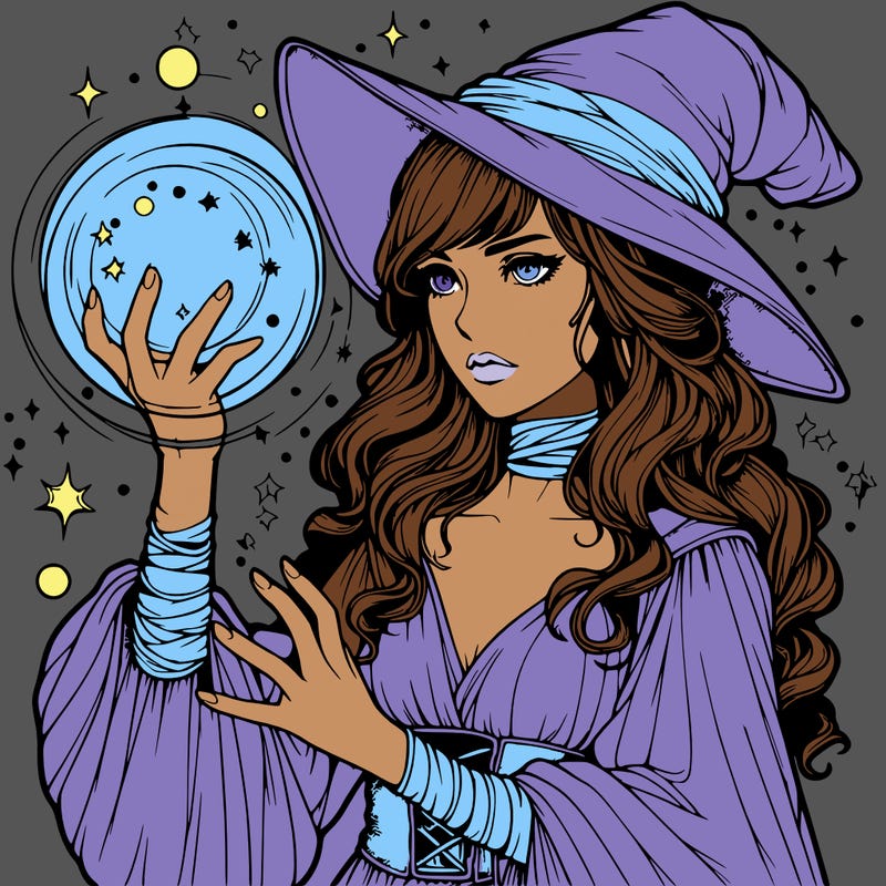 realistic women sorcerer using magic