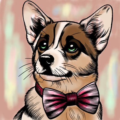 realistic dog with bowtie