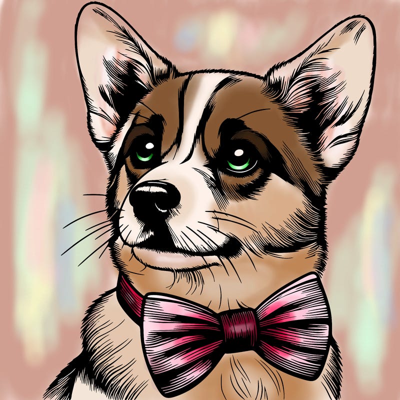realistic dog with bowtie