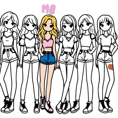 a group of girls wearing crop tops and shorts