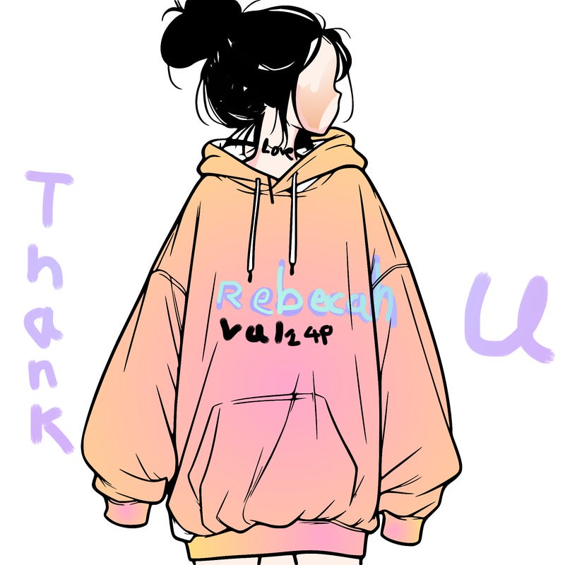 realistic girl with a oversized sweatshirt on and a bun