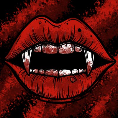 lips with vampire teeth