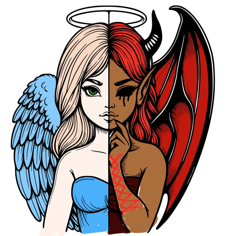 realistic angel half demon