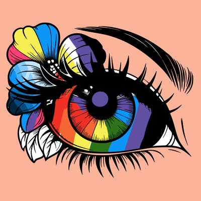 realistic eye with flower