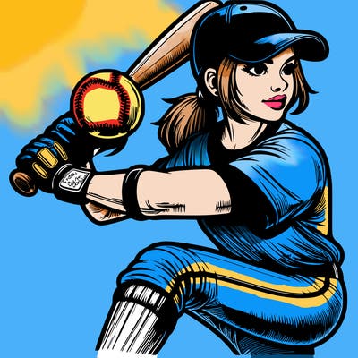 realistic softball player