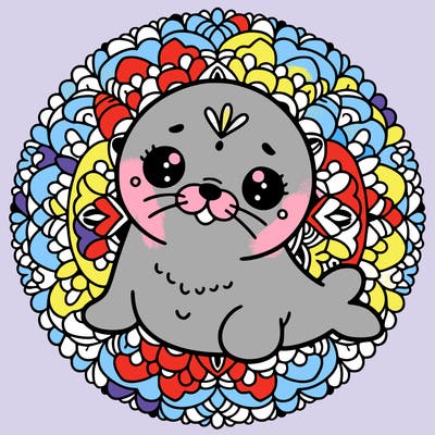 a cute baby seal mandala