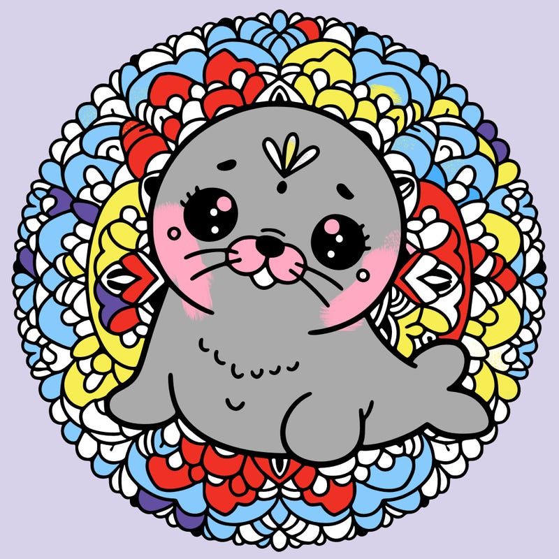 a cute baby seal mandala