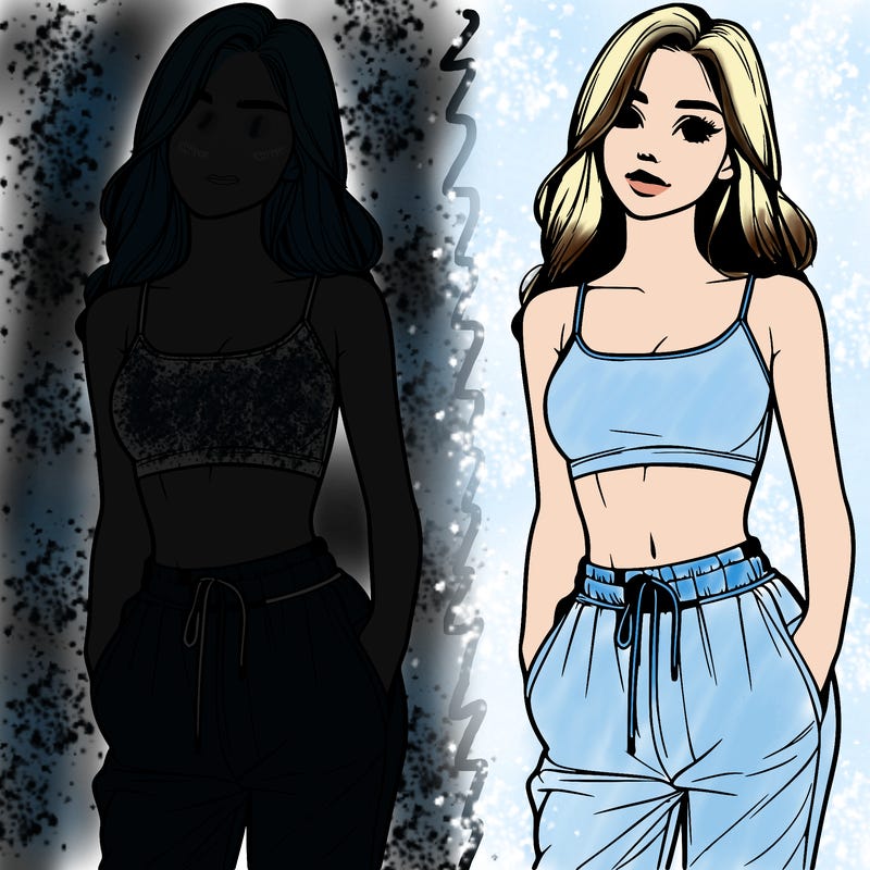 realistic girl with crop top and sweatpants