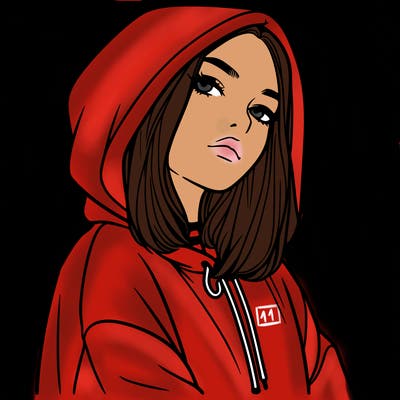 a realistic girl in a hoodie