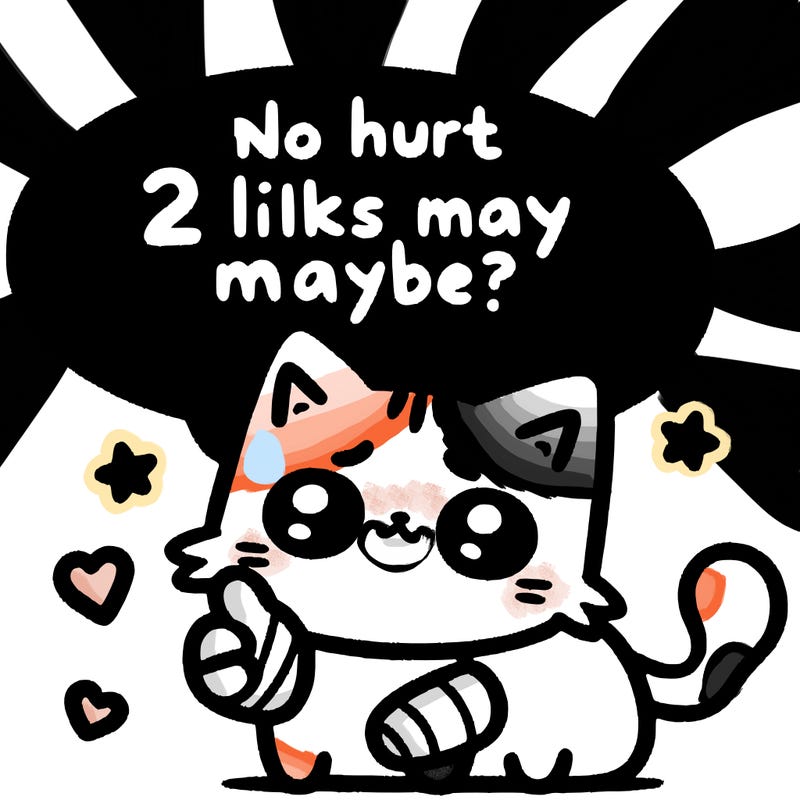 cute cat thats been hurt saiying 2 likes maybe