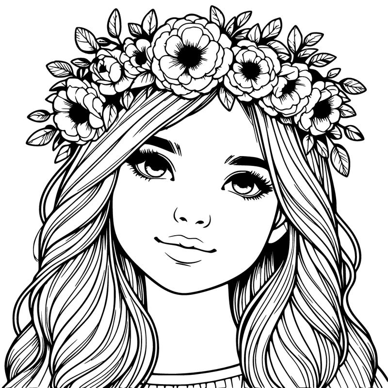 realistic girl with flower crown