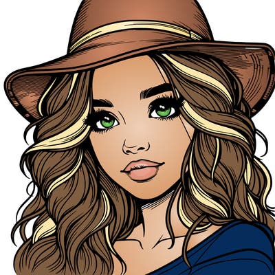 realistic girl with hat