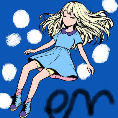 realistic girl floating