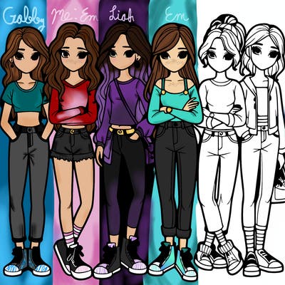 a group of teenage girls in a line