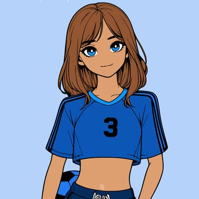 realistic girl wearing soccer jersey