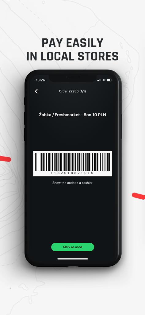Aplicación móvil GamerHash mostrando un código de barras digital para realizar pagos en tiendas locales usando recompensas