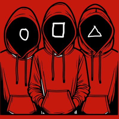 3 faceless people in  hoodies