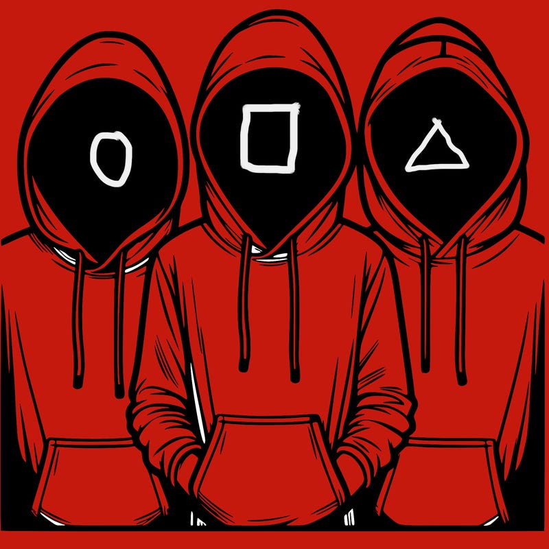 3 faceless people in  hoodies
