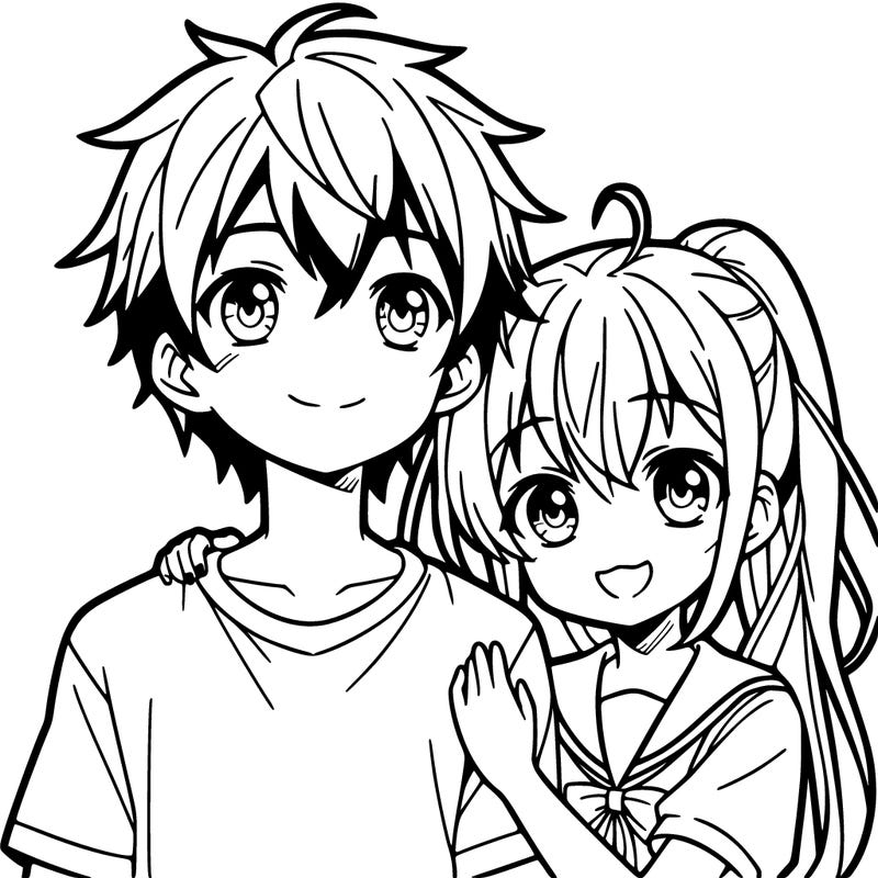 boy and girl together anime