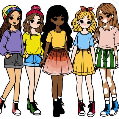 a group of five girls