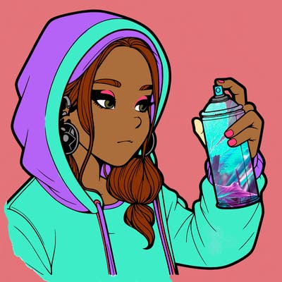 a realistic girl, spray painting