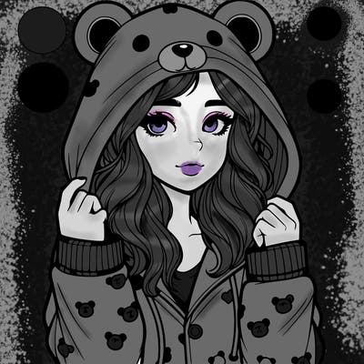 realistic girl in a animal pjs hoodie