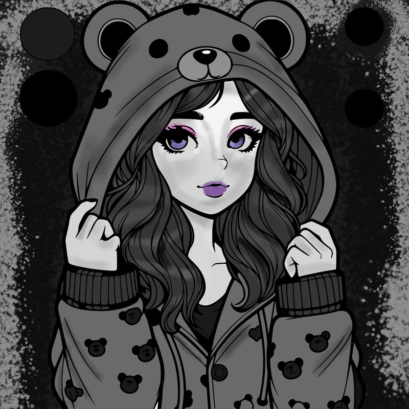 realistic girl in a animal pjs hoodie