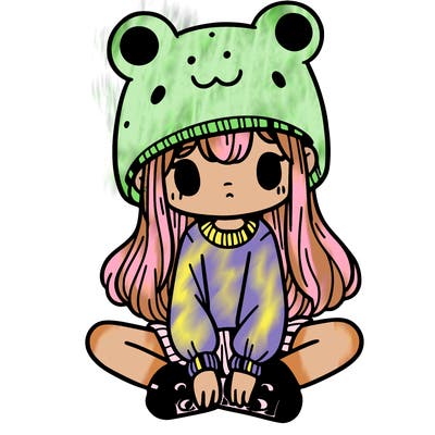 a girl wearing a frog hat and some frog socks