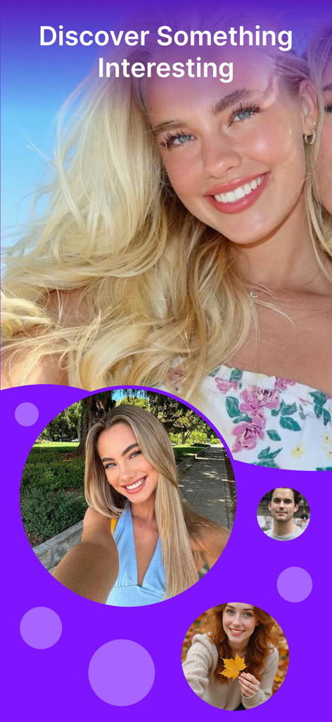 Diverse AI journalist profile avatars in the Driee app with the heading Discover Something Interesting