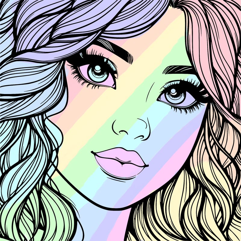 beautiful realistic girl close up to the camera with wavy hair,