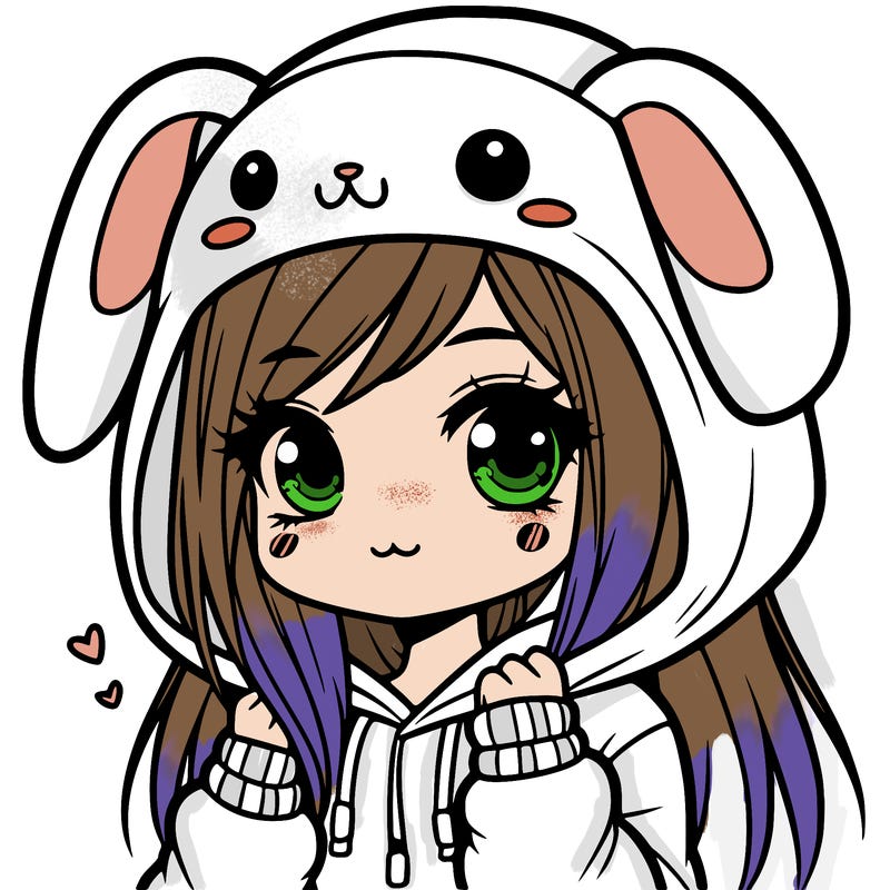 girl with bunny hoddie