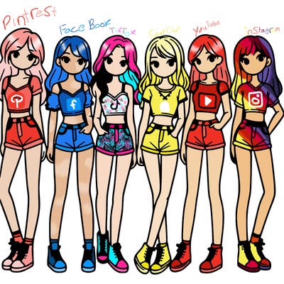 a group of girls wearing crop tops and shorts