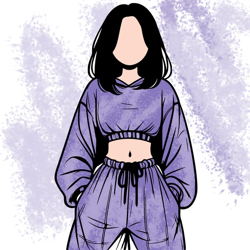 realistic girl faceless with baggy pants and a crop top