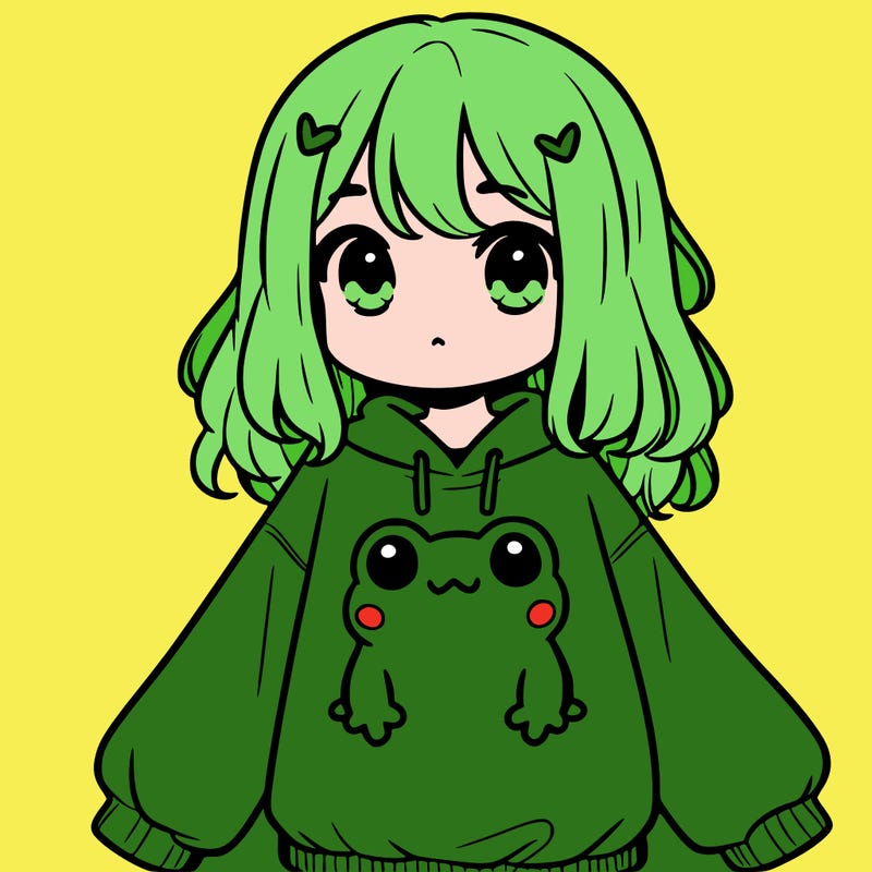 girl wearing frogging sweatshirt