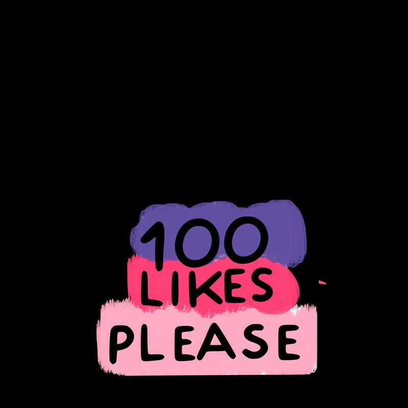 a girl holding a sign saying 100 likes please