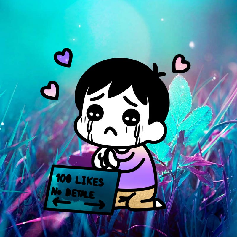 sad person begging for 100 likes